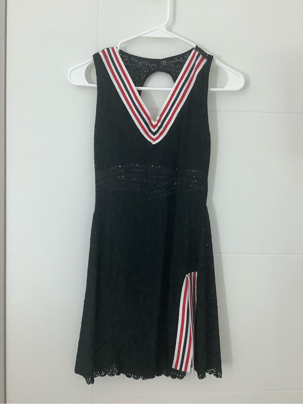 Black Lace Tennis Dress with Red & White Trim includes attached Sports Bra